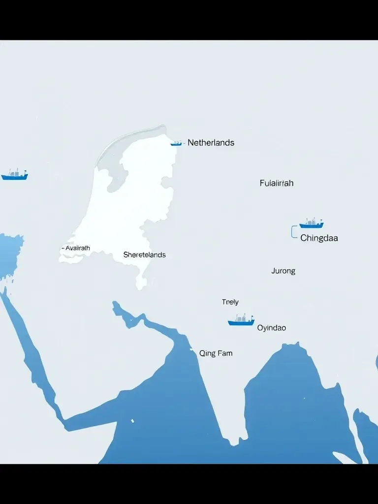 A map highlighting Dagevos PRESTO's key international distribution routes and tank farm locations.